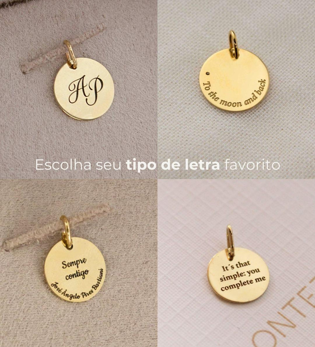 Pingente Personalizado Redondo Ouro 18K
