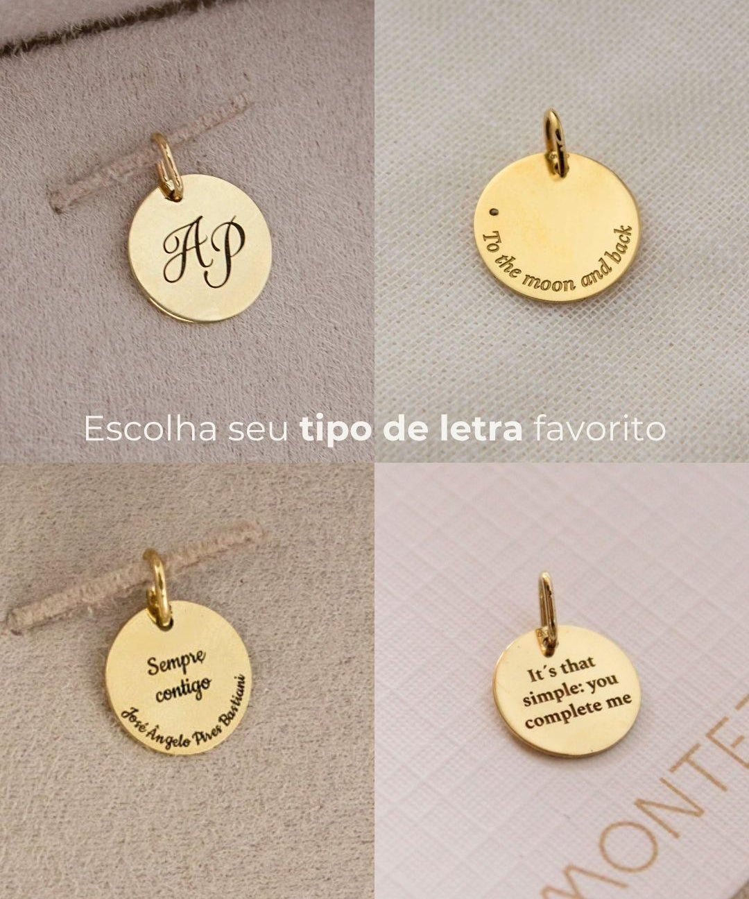 Pingente Personalizado Redondo Ouro 18K