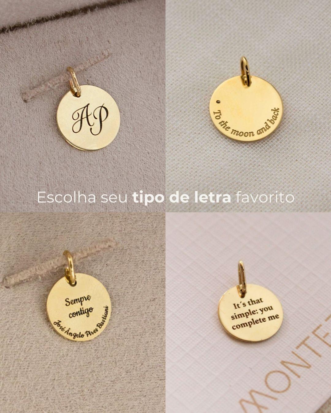 Pingente Personalizado Redondo Ouro 18K
