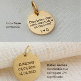 Pingente Personalizado Redondo Ouro 18K