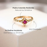 Anel Formatura Losango Aro Cravejado Ouro 18K