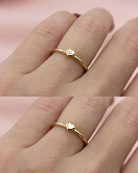 Anel Mini Coração Memórias Ouro 18K