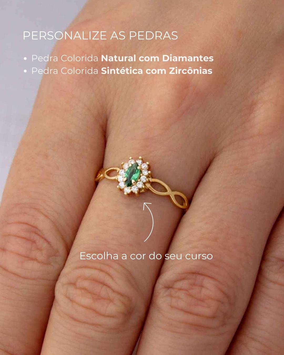 Anel Formatura Navete Aro Trançado Ouro 18K