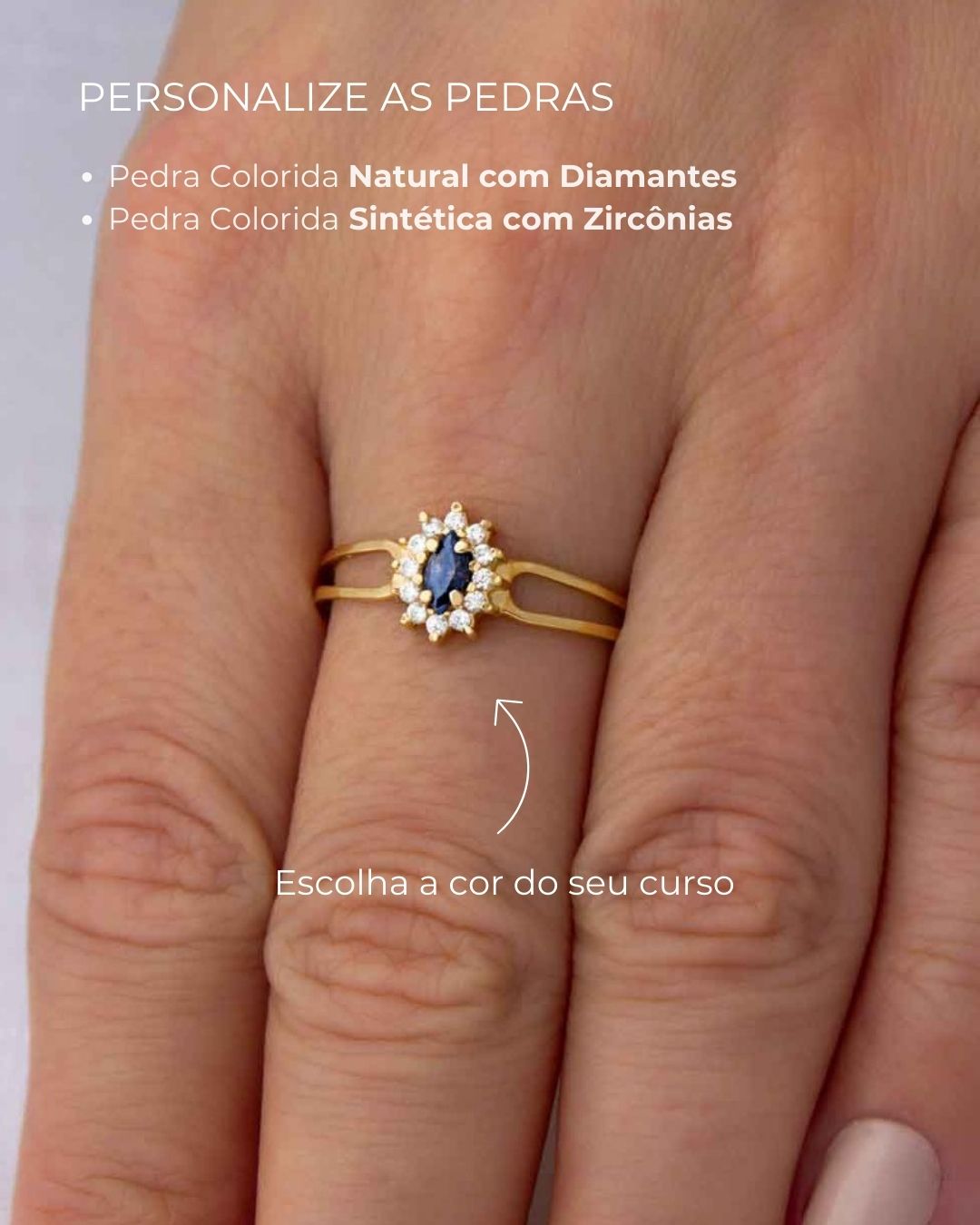 Anel Formatura Navete Aro Duplo Ouro 18K