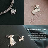 Pingentes de pet em prata 950 sob medida: tartaruga, corgi com pedras, labrador e salsicha