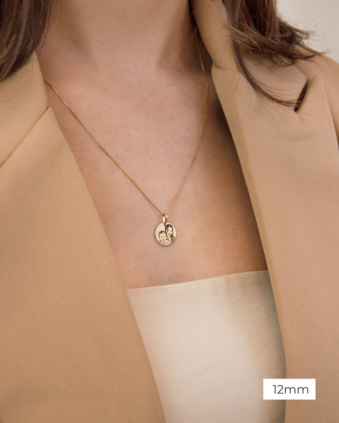 Pingente Foto Personalizado Redondo Ouro 18K