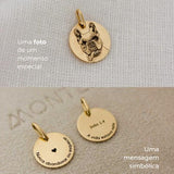 Pingente Foto Personalizado Redondo Ouro 18K