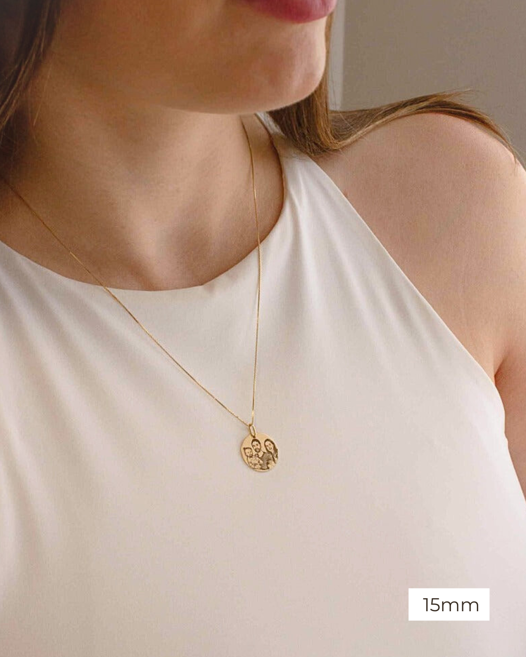 Pingente Foto Personalizado Redondo Ouro 18K