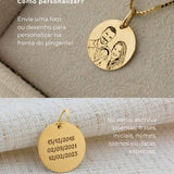 Pingente Foto Personalizado Redondo Ouro 18K