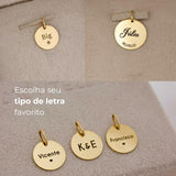 Pingente Foto Personalizado Redondo Ouro 18K