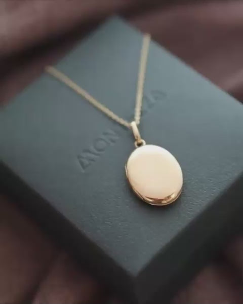 Pingente Relicário Oval Personalizado Ouro 18K