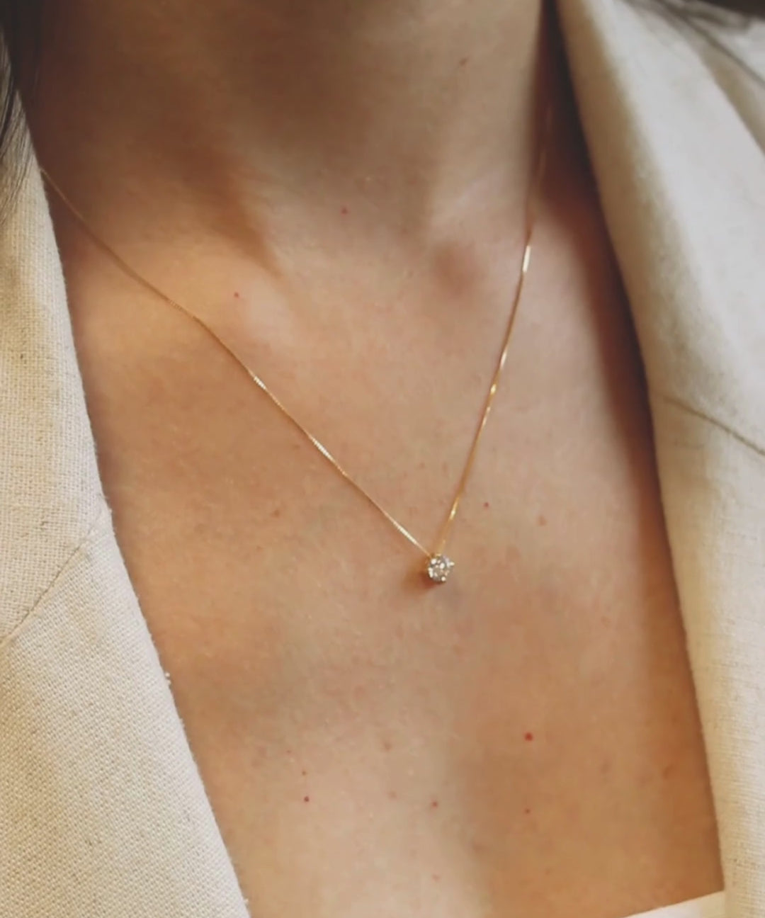 Colar Ponto de Luz Zircônia ou Diamante Ouro 18K
