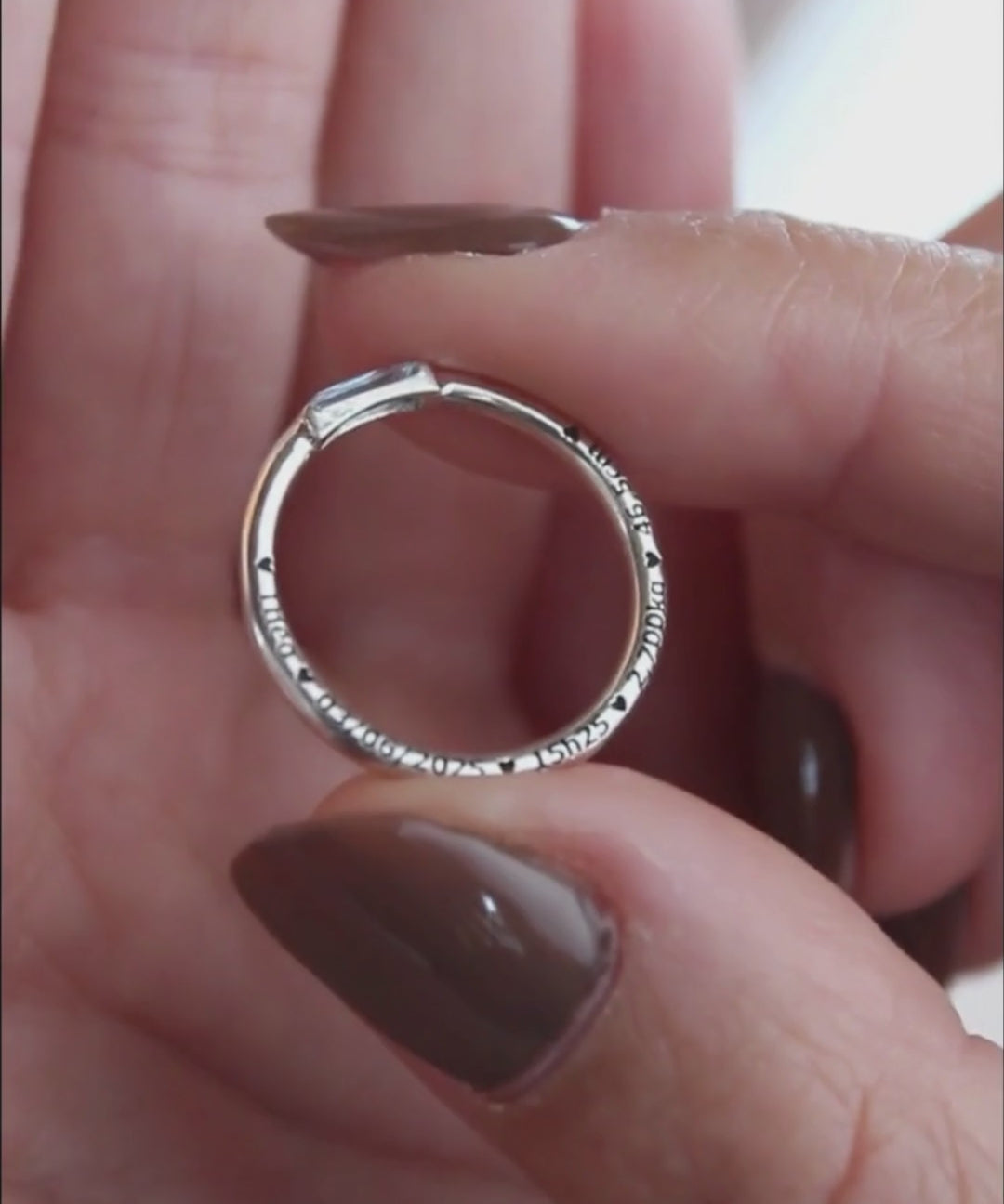 Anel Baguete Memórias Lili Personalizado Prata 950