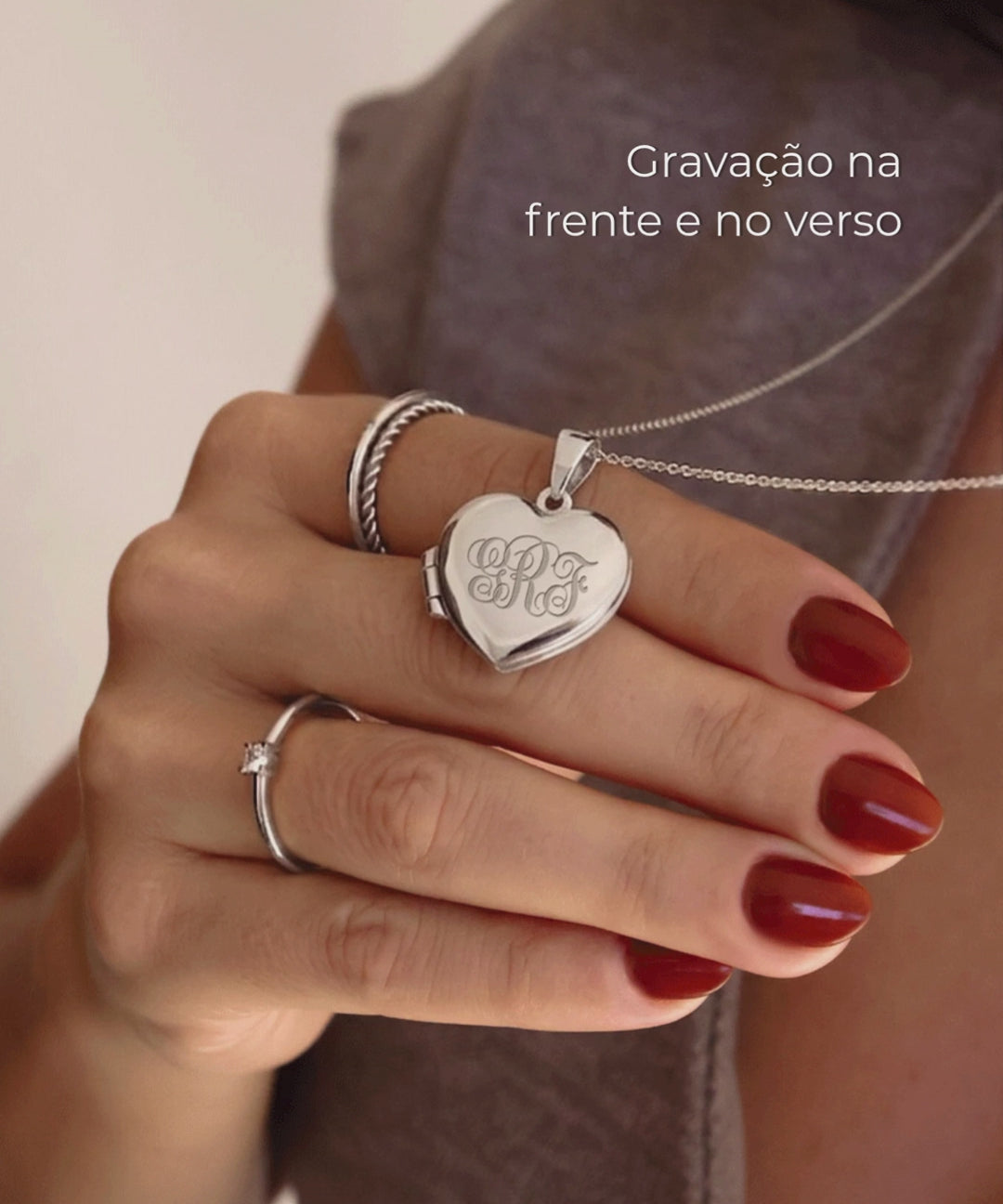 Pingente Relicário Coração Liso Personalizado em Prata 925