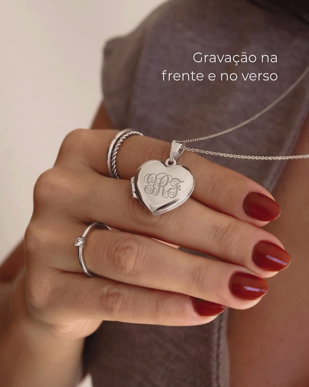 Pingente Relicário Coração Liso Personalizado em Prata 925