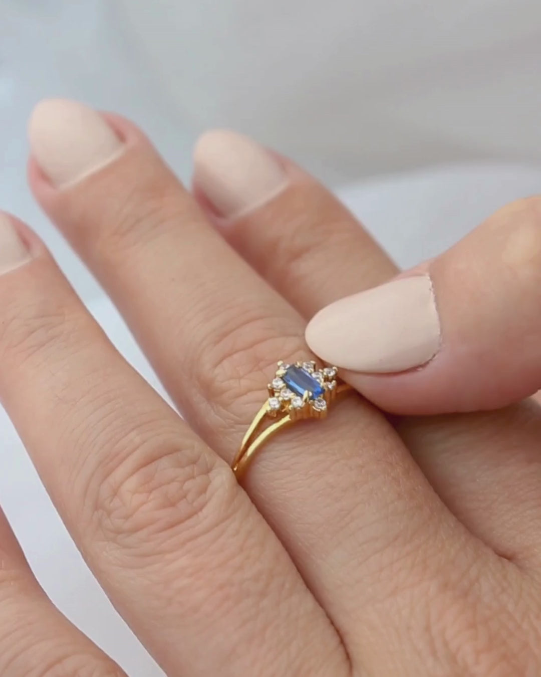 Anel Formatura Baguete Aro Duplo Ouro 18K