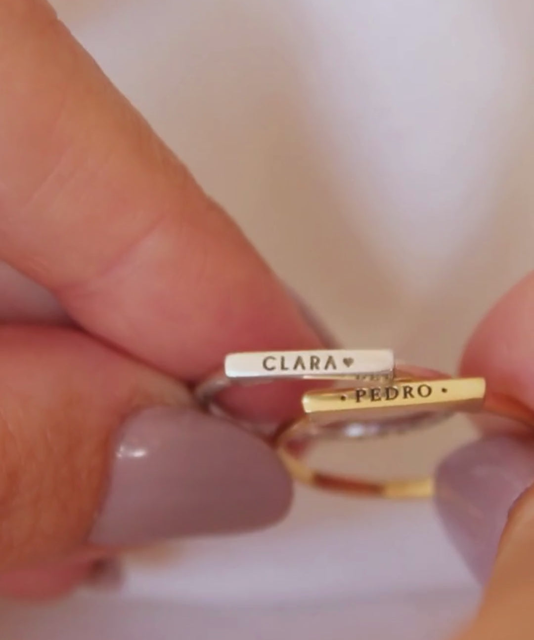 Anel Nome Personalizado Prata 950