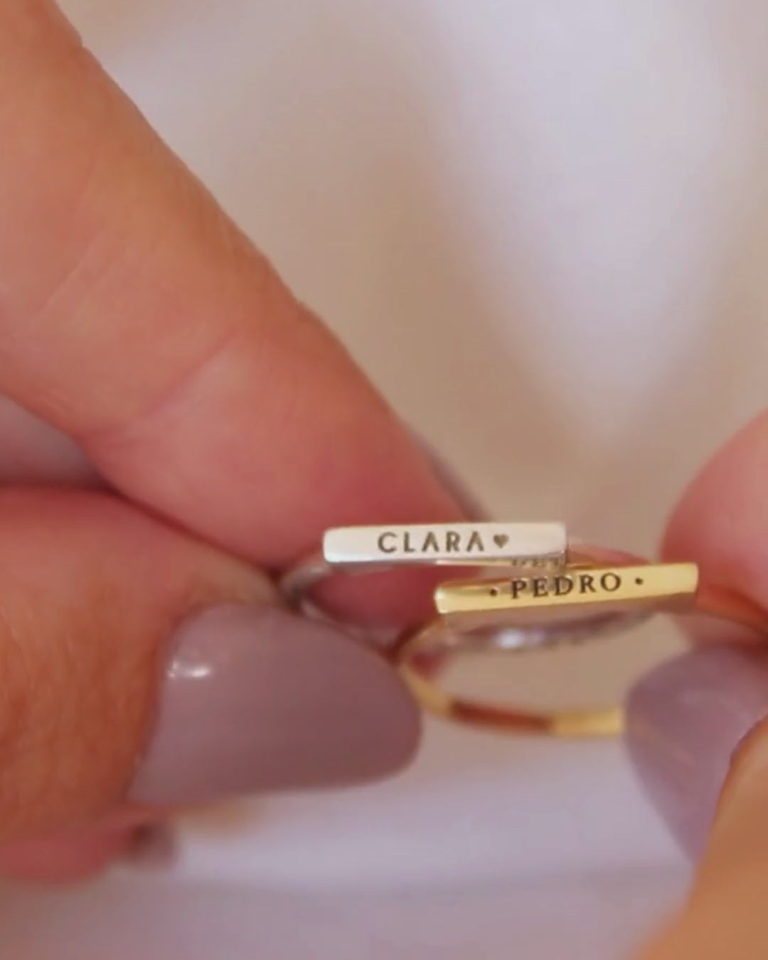 Anel Nome Personalizado Prata 950