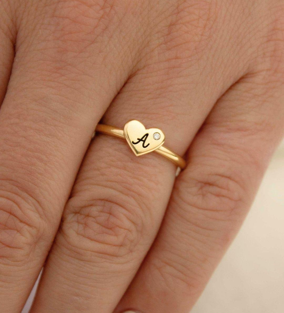 Anel Coração Personalizado Ouro 18K