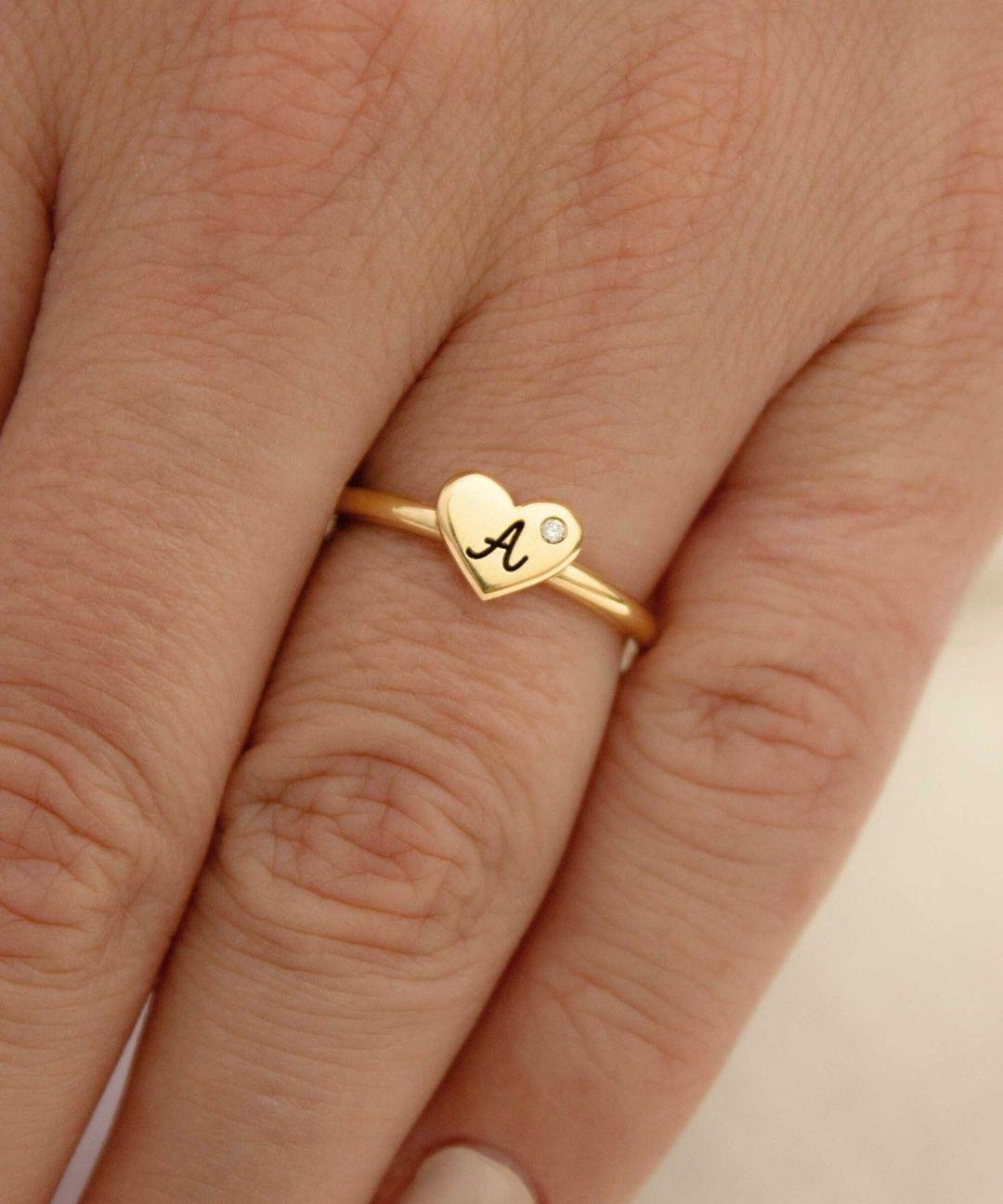 Anel Coração Personalizado Ouro 18K