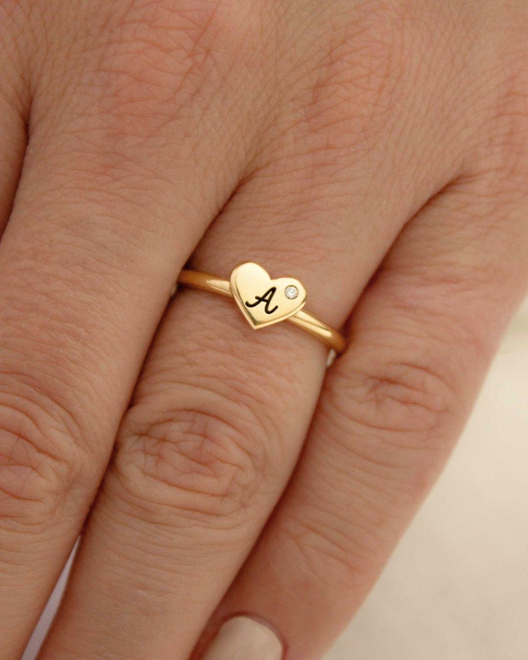 Anel Coração Personalizado Ouro 18K