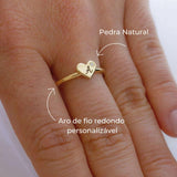 Anel Coração Personalizado Ouro 18K