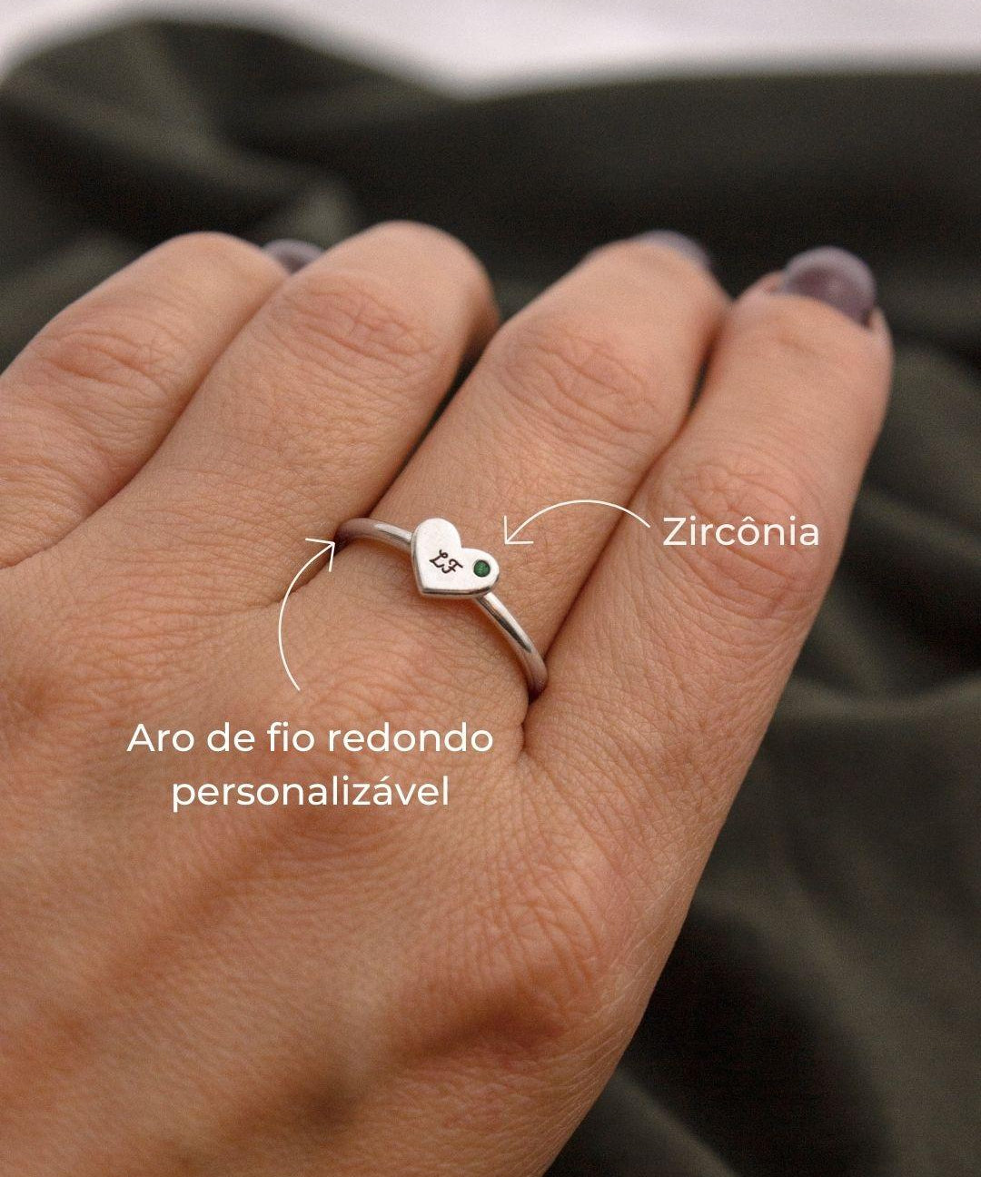 Anel Coração Personalizado Prata 950