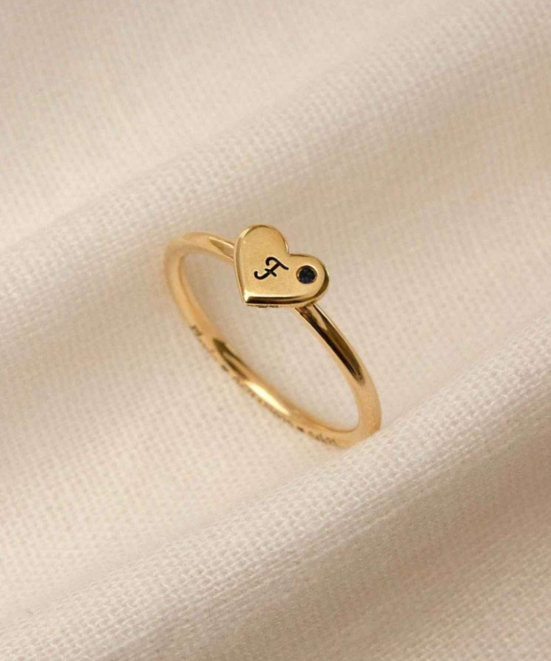 Anel Coração Personalizado Ouro 18K