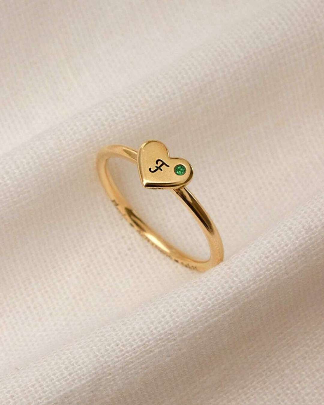 Anel Coração Personalizado Ouro 18K