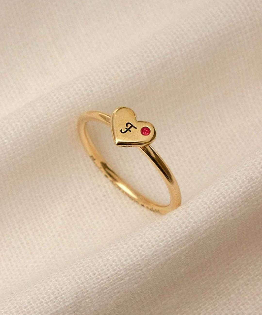 Anel Coração Personalizado Ouro 18K