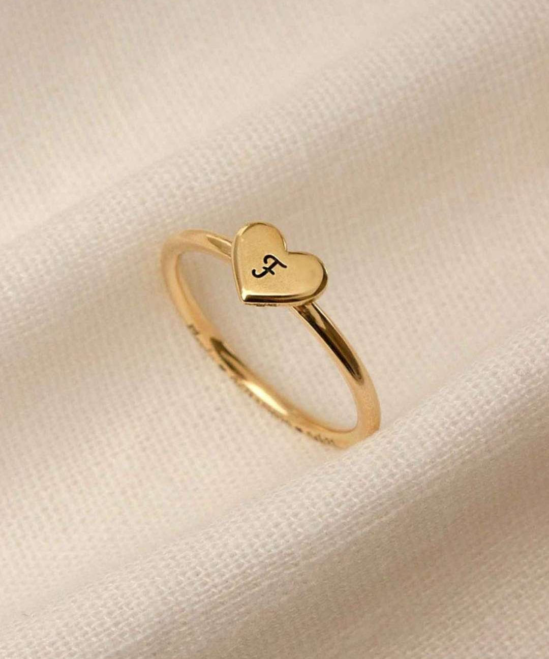 Anel Coração Personalizado Ouro 18K
