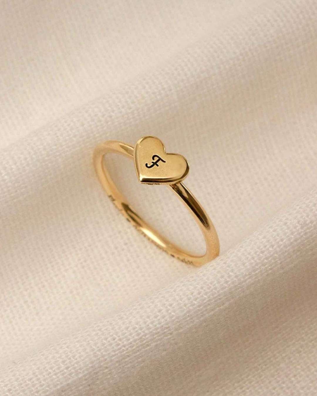 Anel Coração Personalizado Ouro 18K