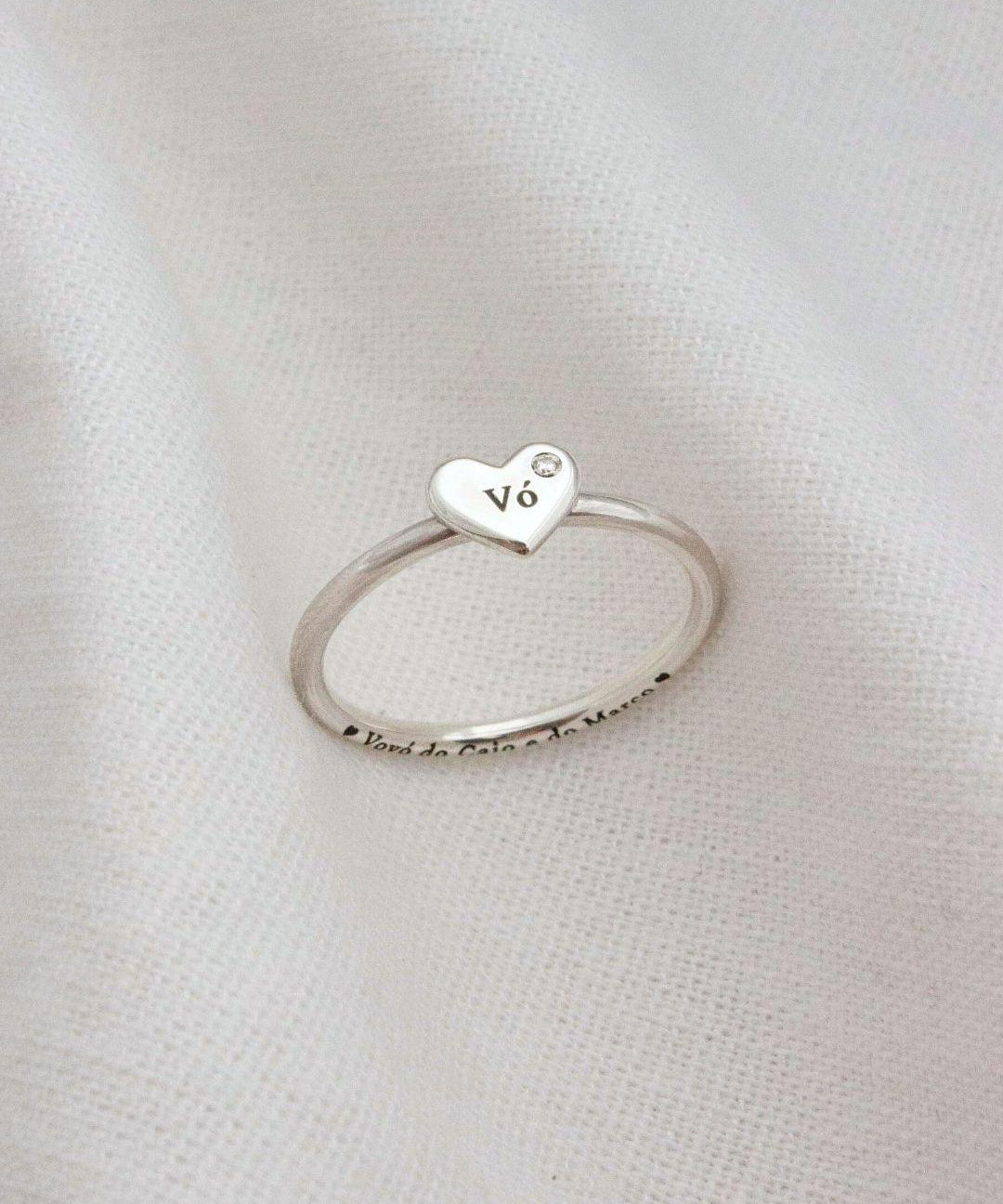 Anel Coração Personalizado Prata 950