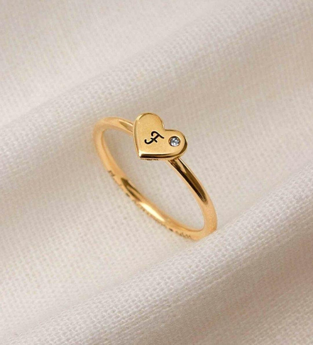 Anel Coração Personalizado Ouro 18K