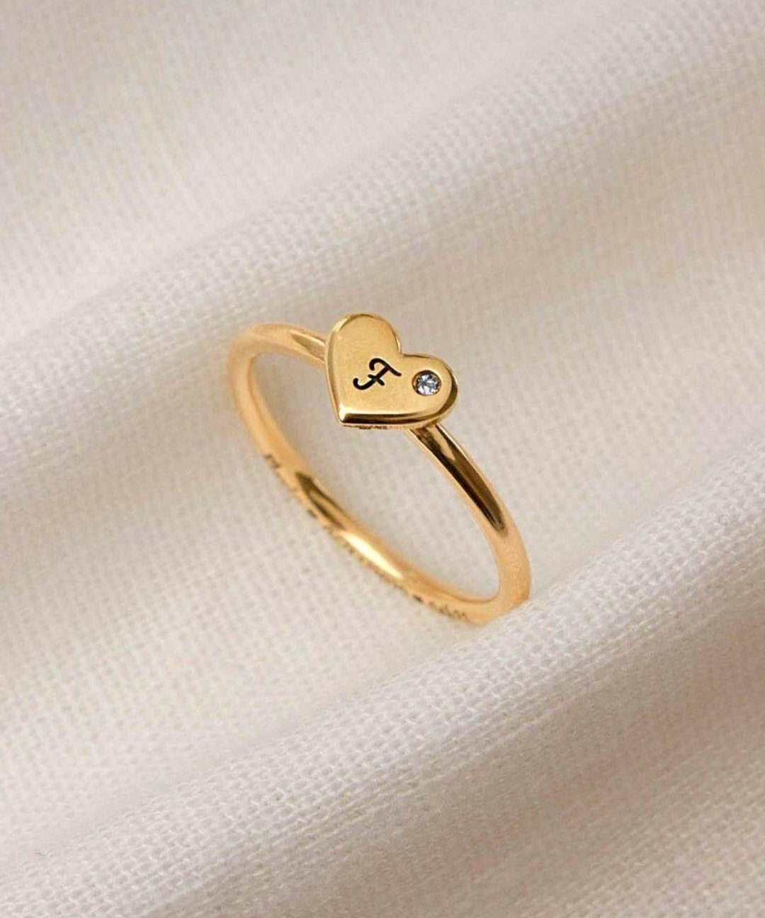 Anel Coração Personalizado Ouro 18K