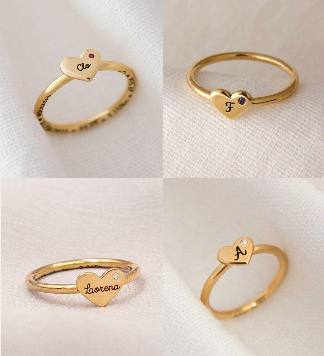 Anel Coração Personalizado Ouro 18K