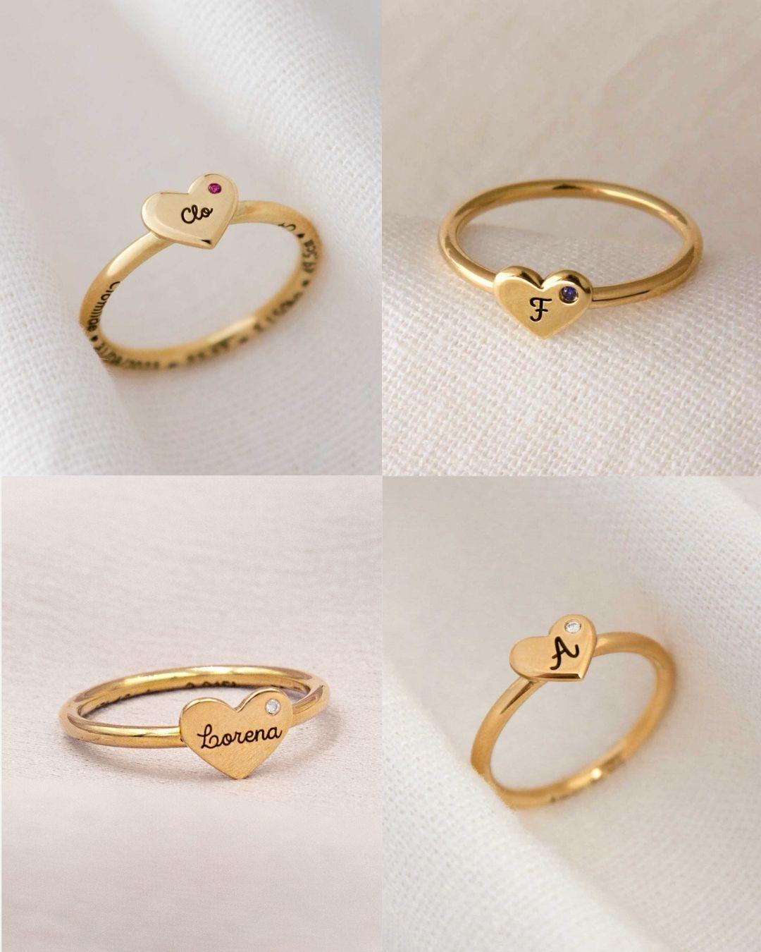 Anel Coração Personalizado Ouro 18K