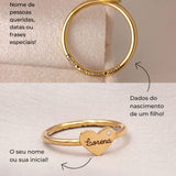 Anel Coração Personalizado Ouro 18K