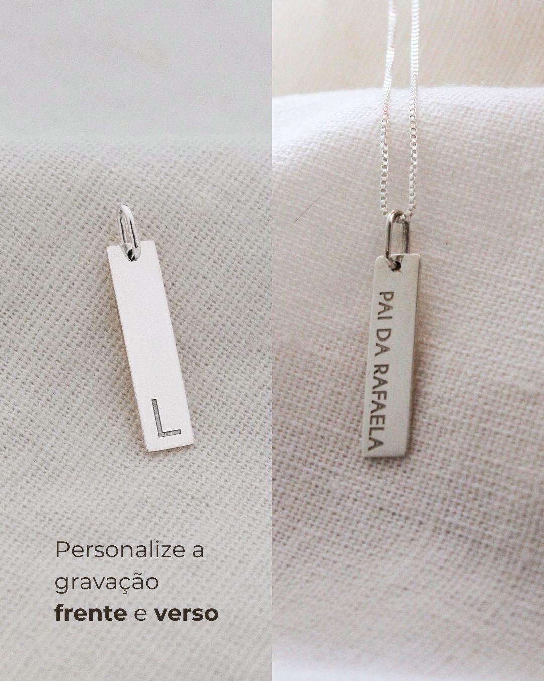 Pingente Personalizado Retangular Longo em Prata 950