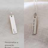 Pingente Personalizado Retangular Longo em Prata 950