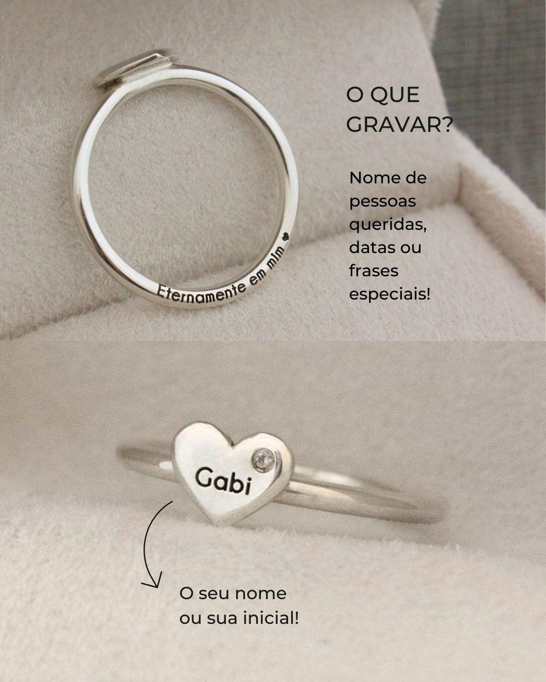 Anel Coração Personalizado Prata 950