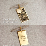 Pingente Foto Personalizado Retangular Ouro 18K